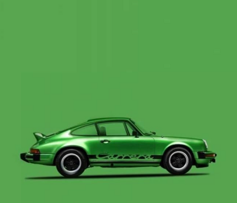 bold green porsche 911 on a green background