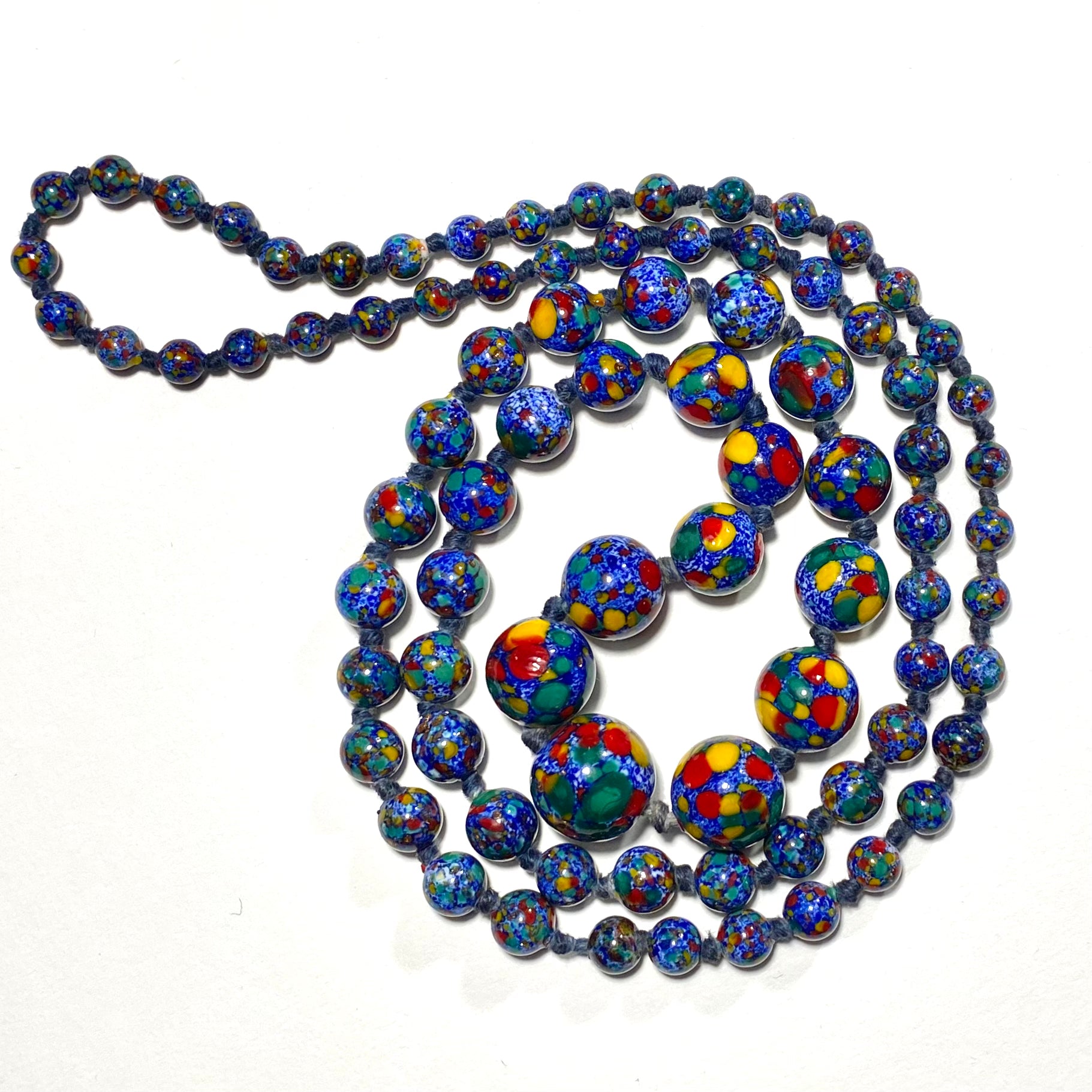 A Fine Strand of Estate Italian End-of-Day Murano Glass Beads