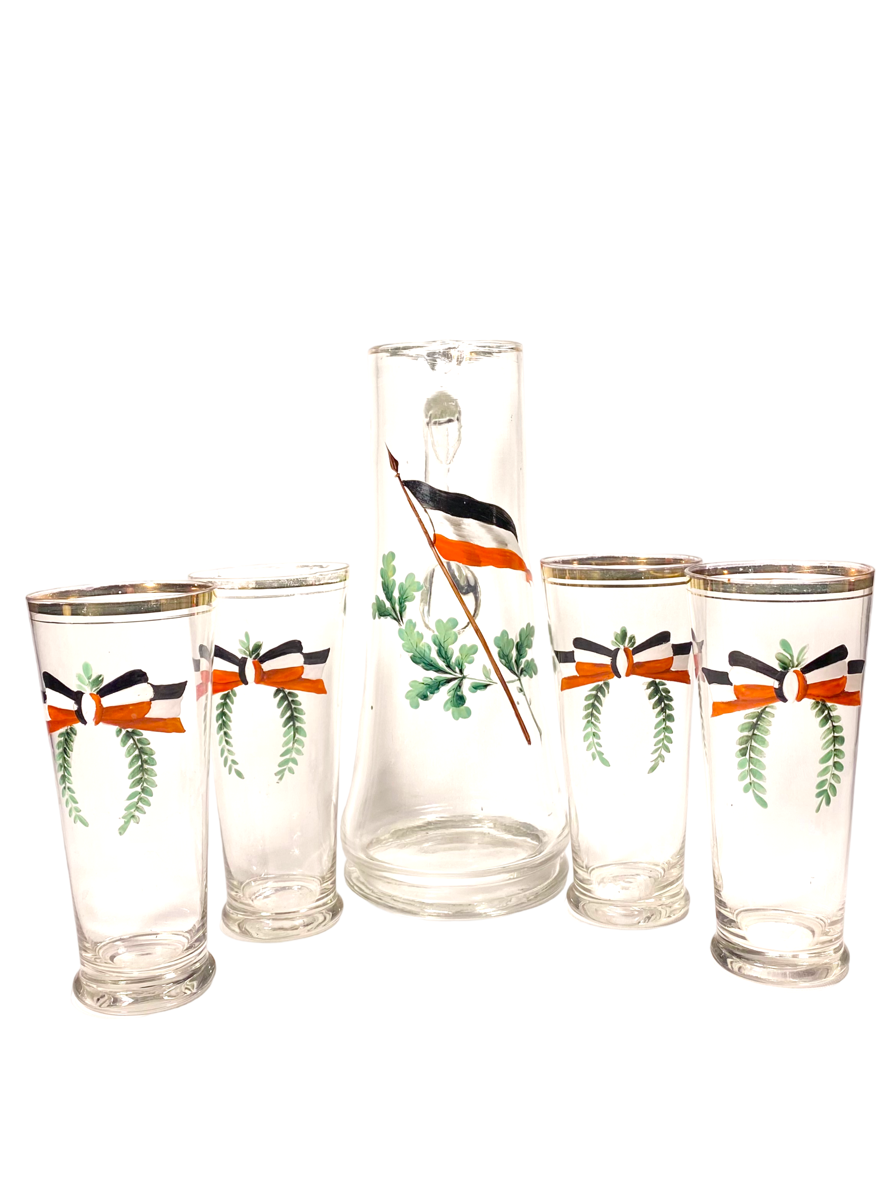 Vintage French Hand-painted Tricolour Cocktail Set