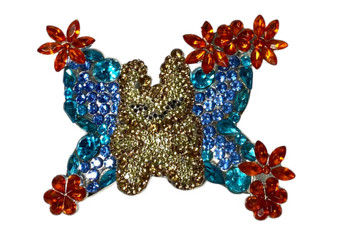 Crystal Butterfly Teddy Bear Brooch