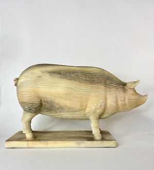 Faux Bois Cast Porcine Figure