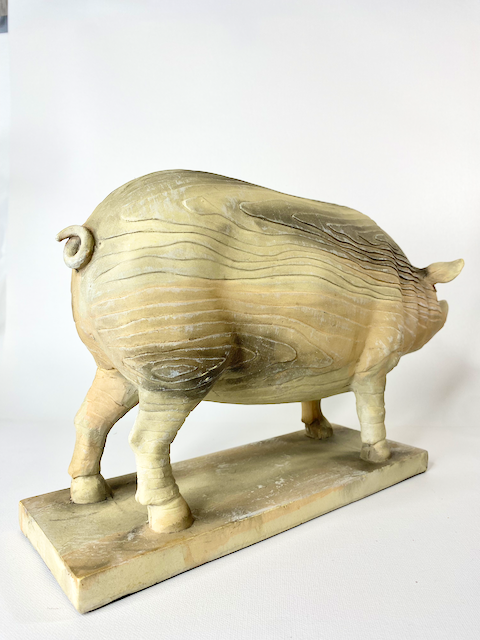 Faux Bois Cast Porcine Figure