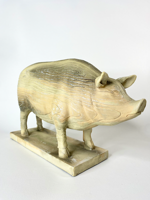 Faux Bois Cast Porcine Figure