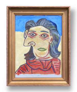 Vintage Framed Cubist Painting