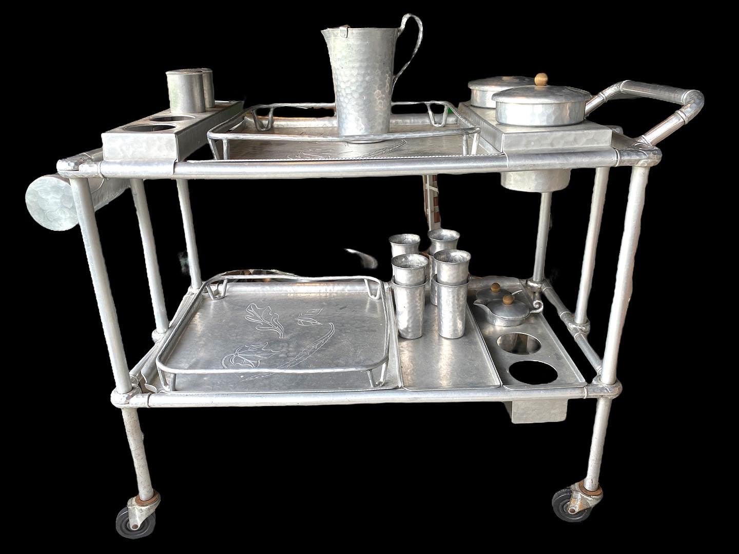 Russel Wright Aluminum Bar Cart Circa 1940