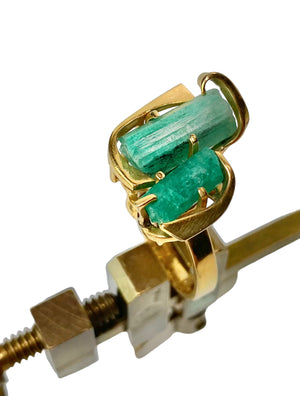 Terminated Emerald and 18K Ring