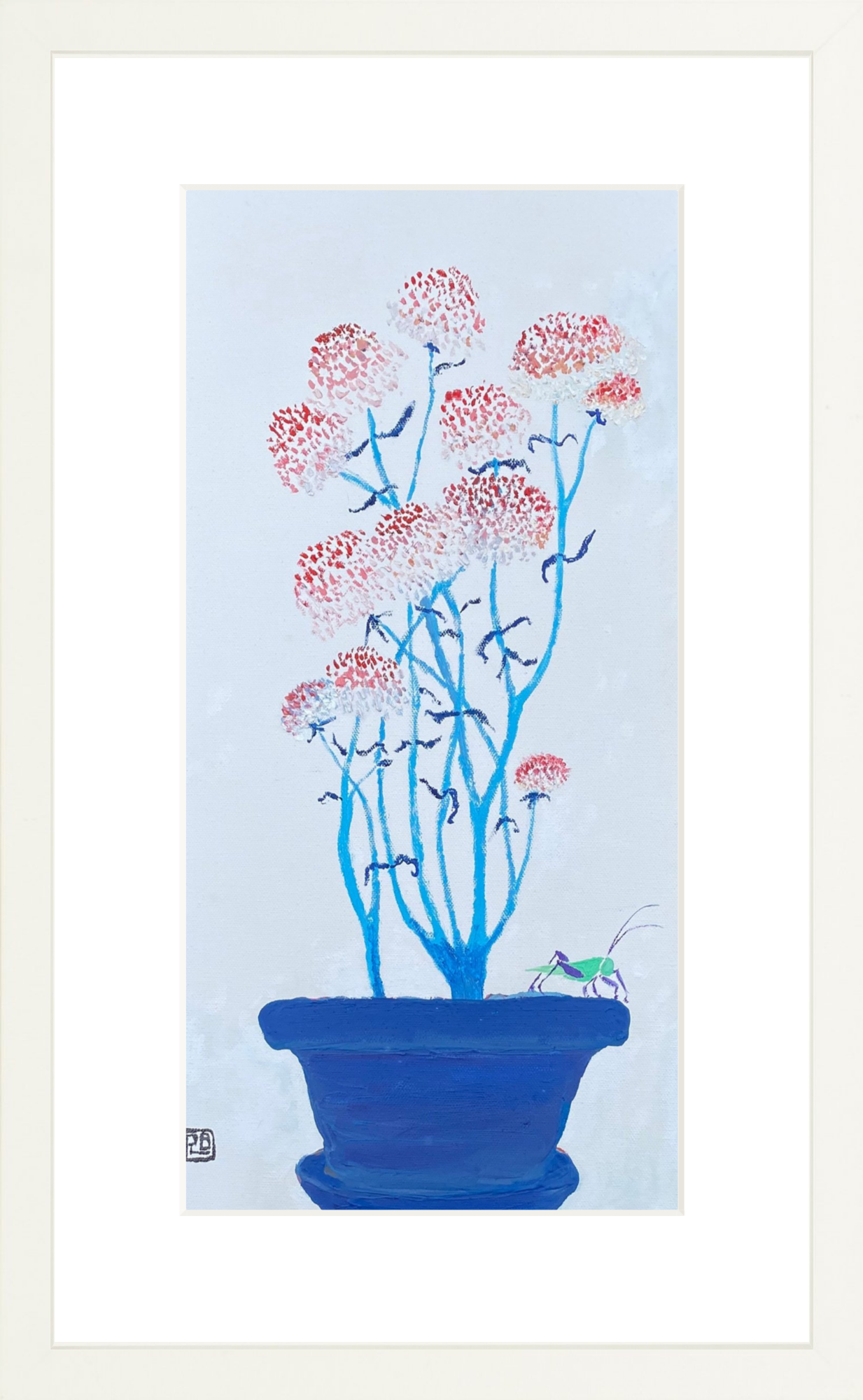 Tuxedo Park Print Shop Chrysanthemum in Blue Pot