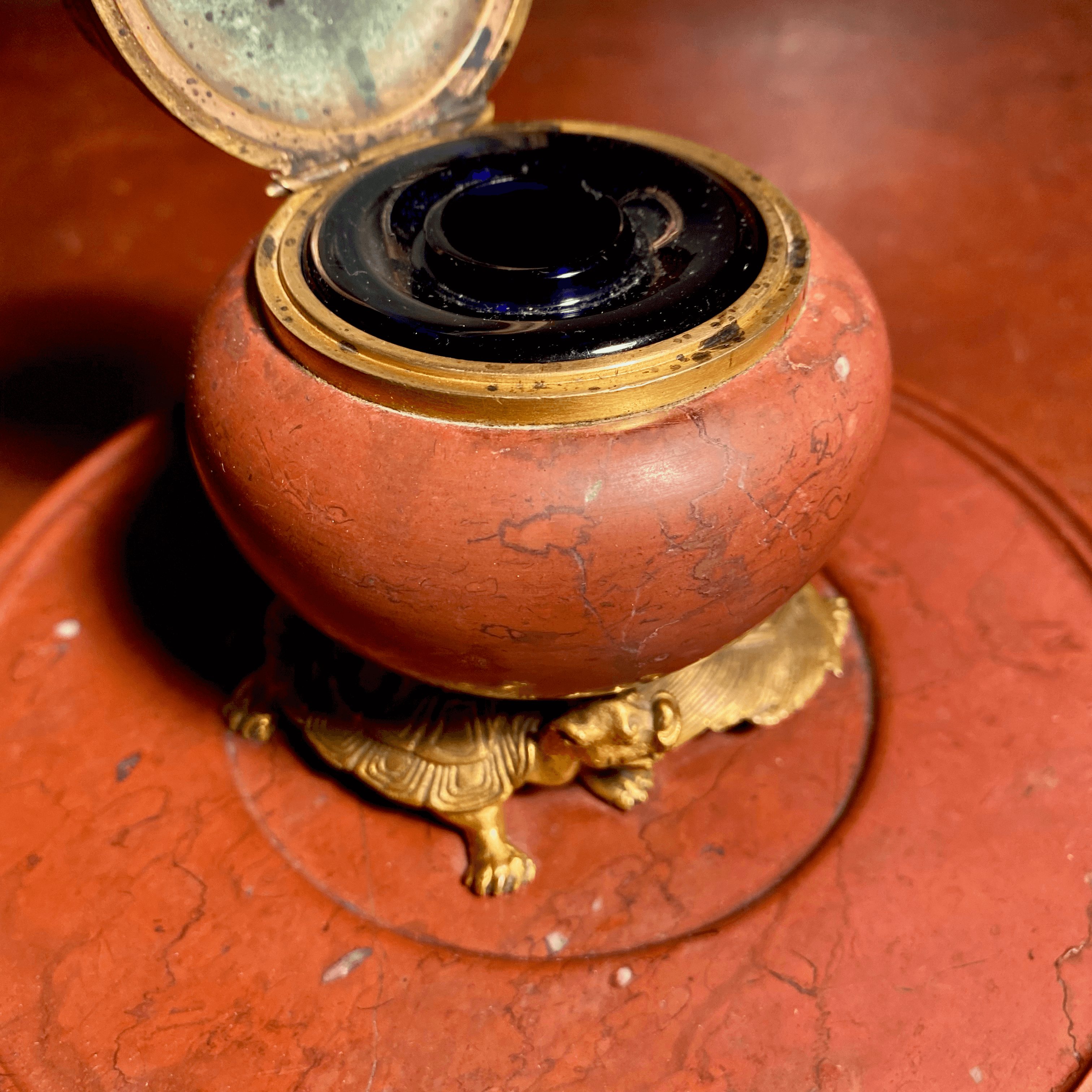 Napoleon III Marble Ormolu Mounted Inkwell