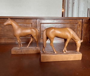 A Fine Pair of Antique Hand-carved Horses - Tuxedo Park Junk Shop