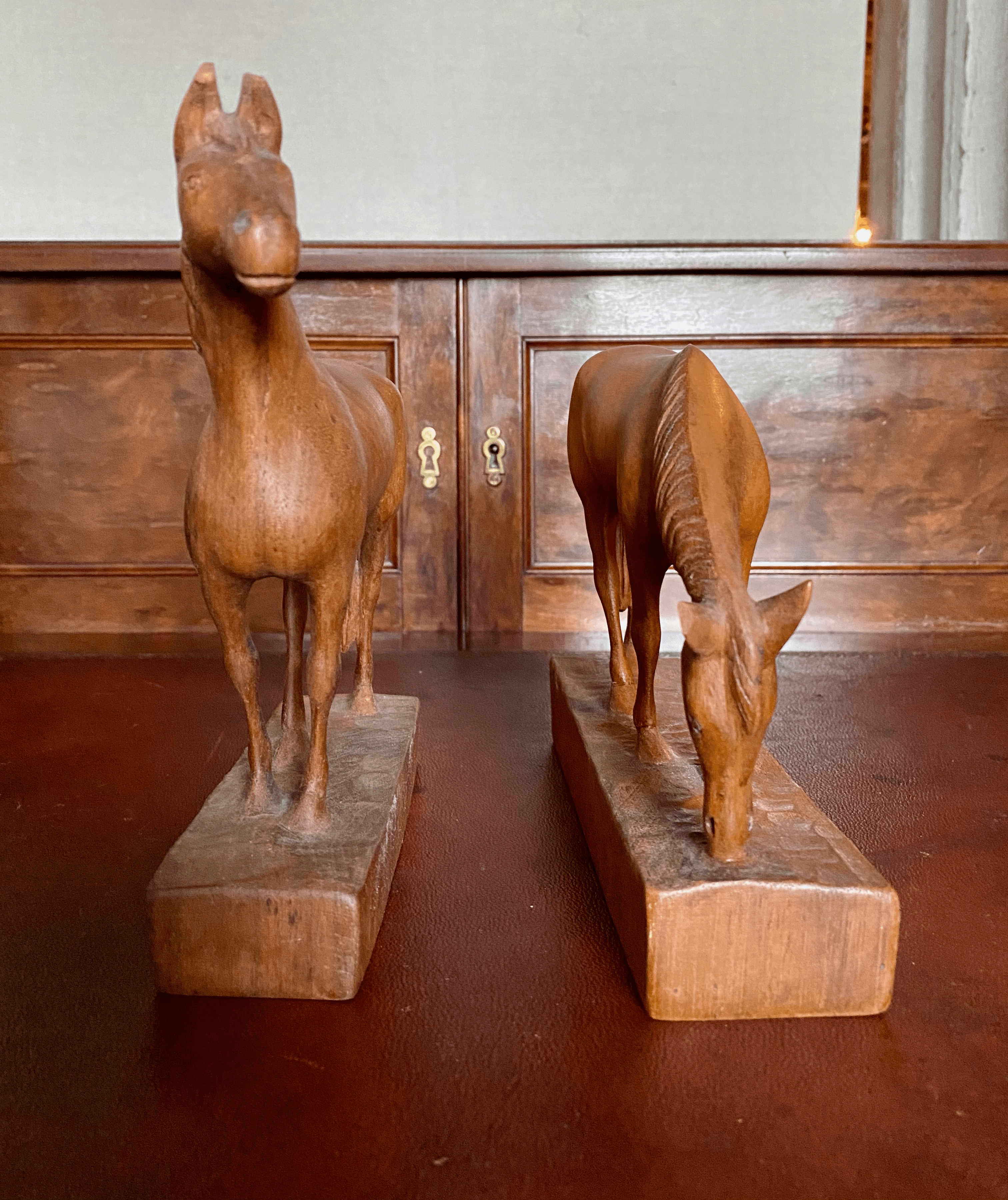 A Fine Pair of Antique Hand-carved Horses - Tuxedo Park Junk Shop