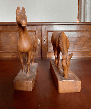 A Fine Pair of Antique Hand-carved Horses - Tuxedo Park Junk Shop