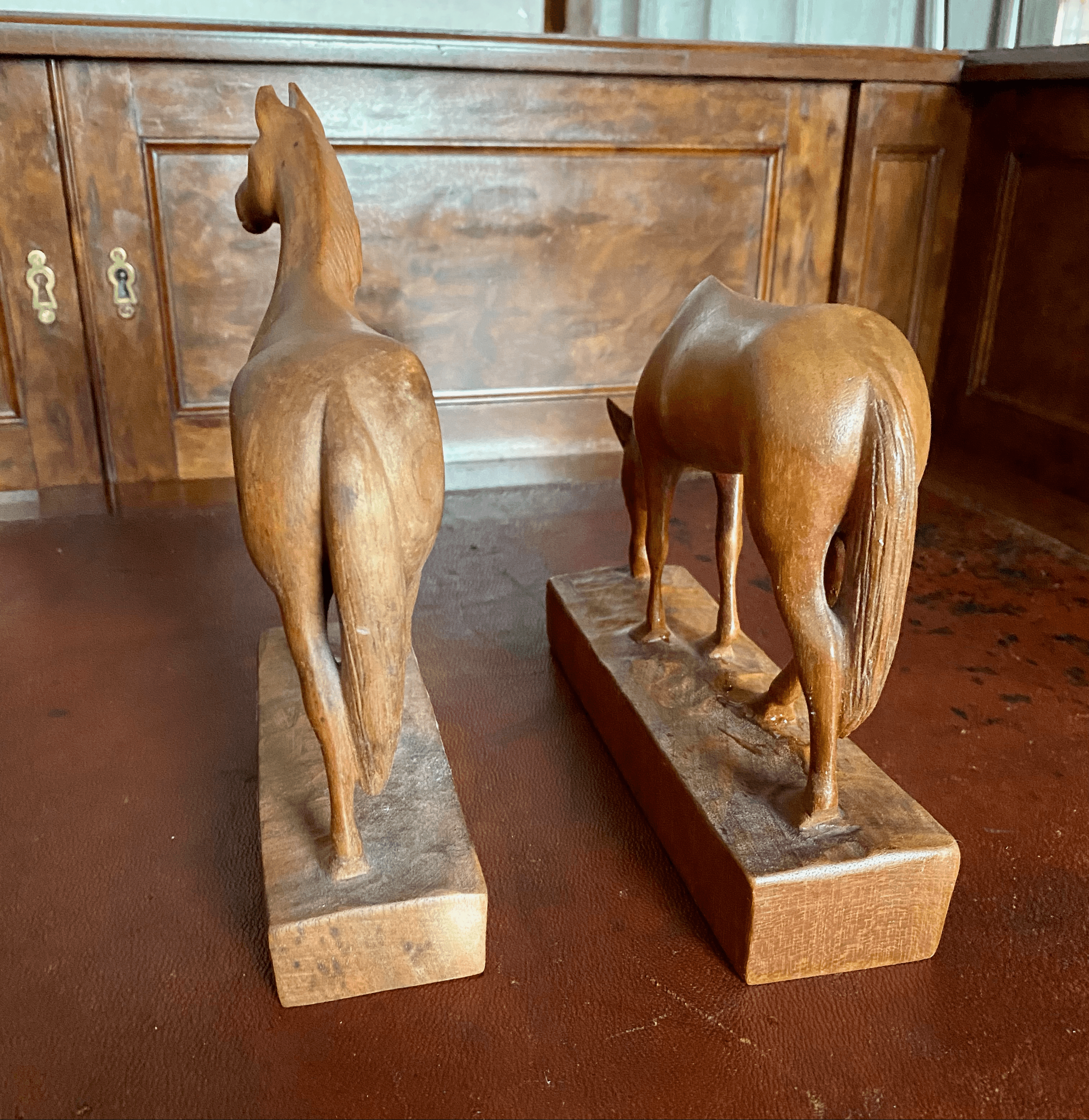 A Fine Pair of Antique Hand-carved Horses - Tuxedo Park Junk Shop