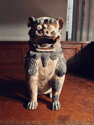 Japanese Polychrome Carved Wood Shishi Lion