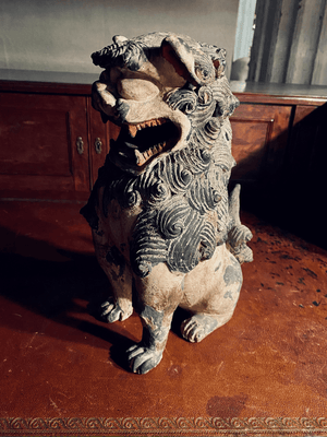 Japanese Polychrome Carved Wood Shishi Lion