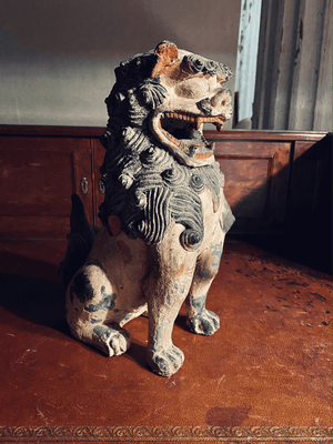 Japanese Polychrome Carved Wood Shishi Lion