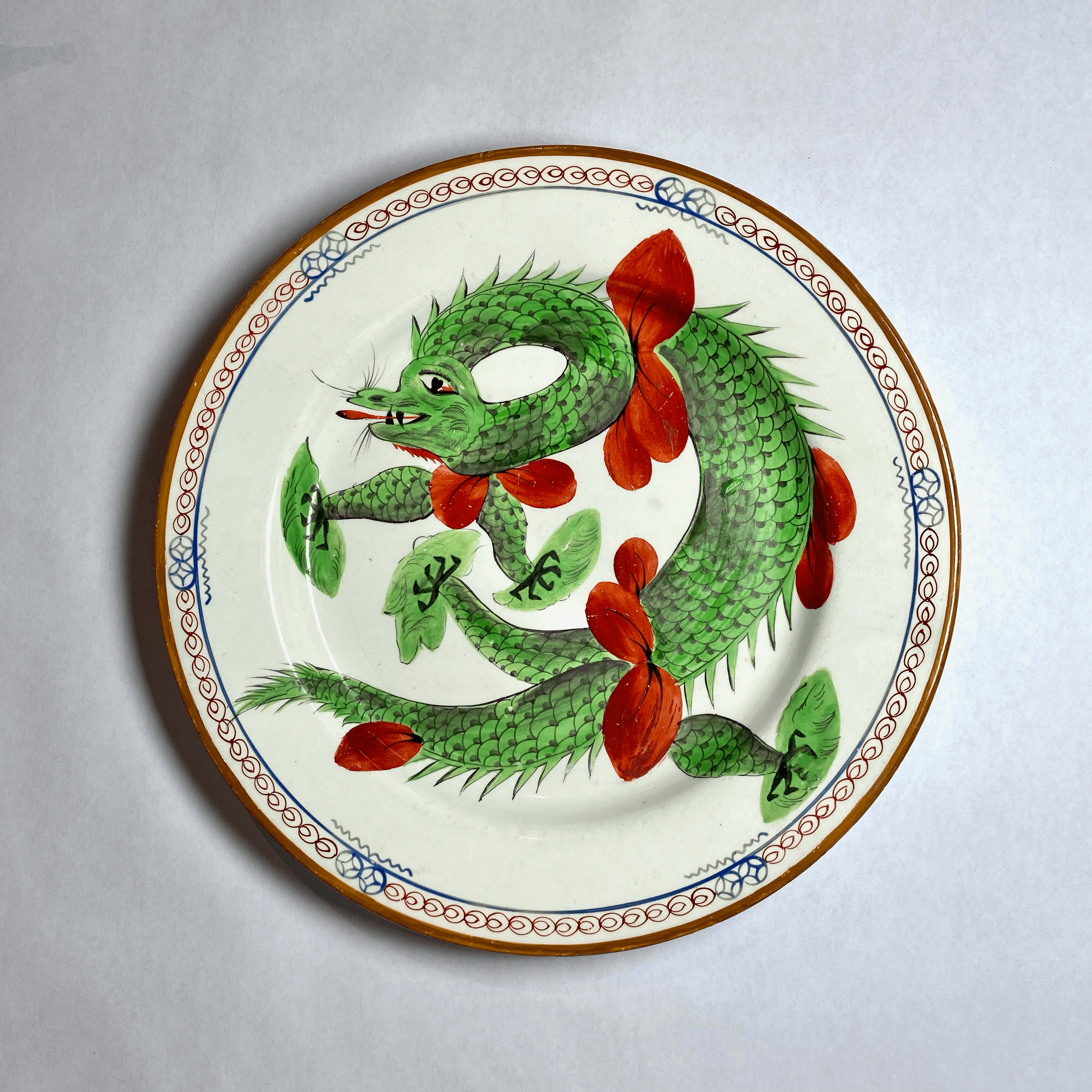 Hand-painted Flight & Barr Dragon Plates c. 1792-1807