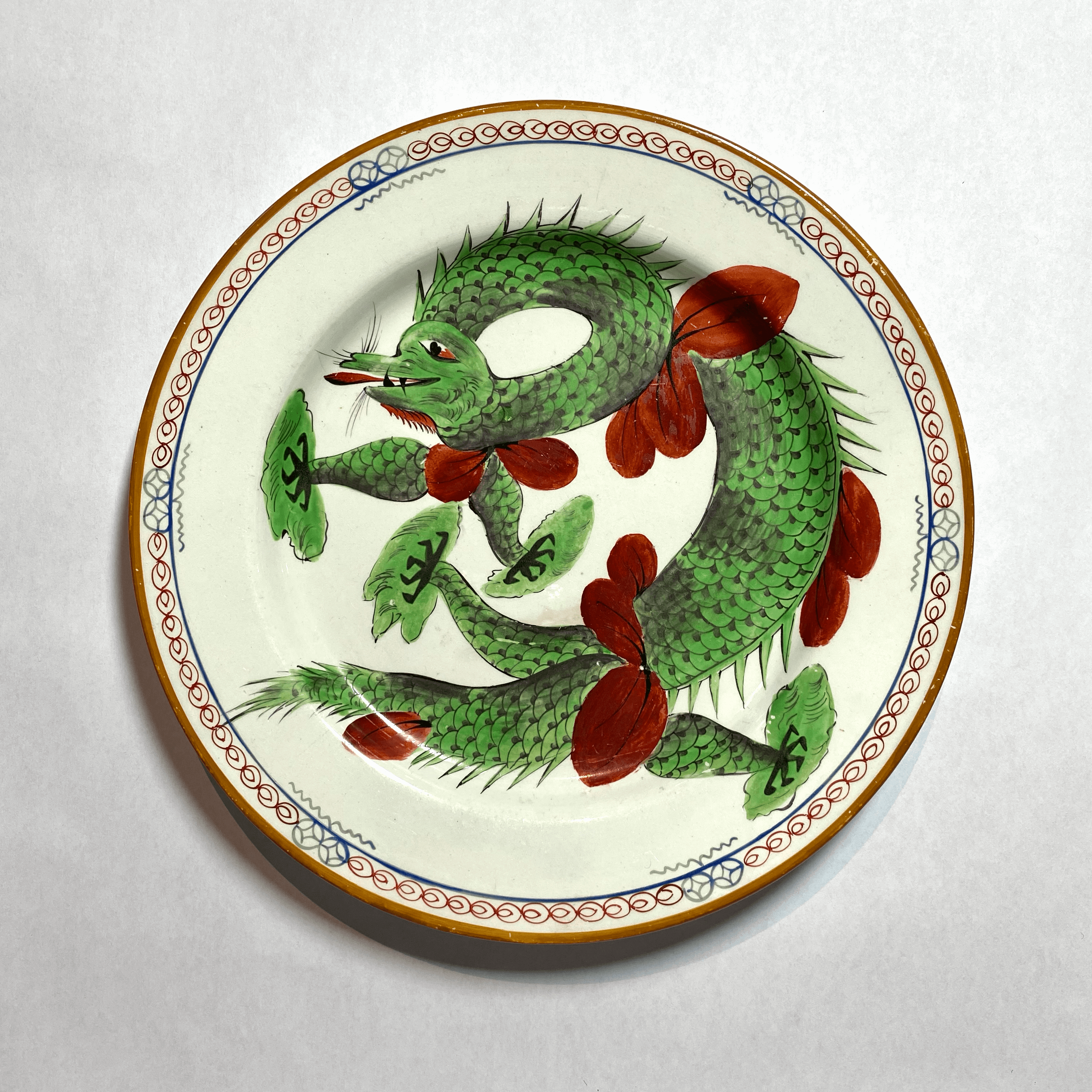 Hand-painted Flight & Barr Dragon Plates c. 1792-1807