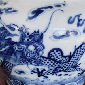 Blue and White Porcelain Dragons Teapot