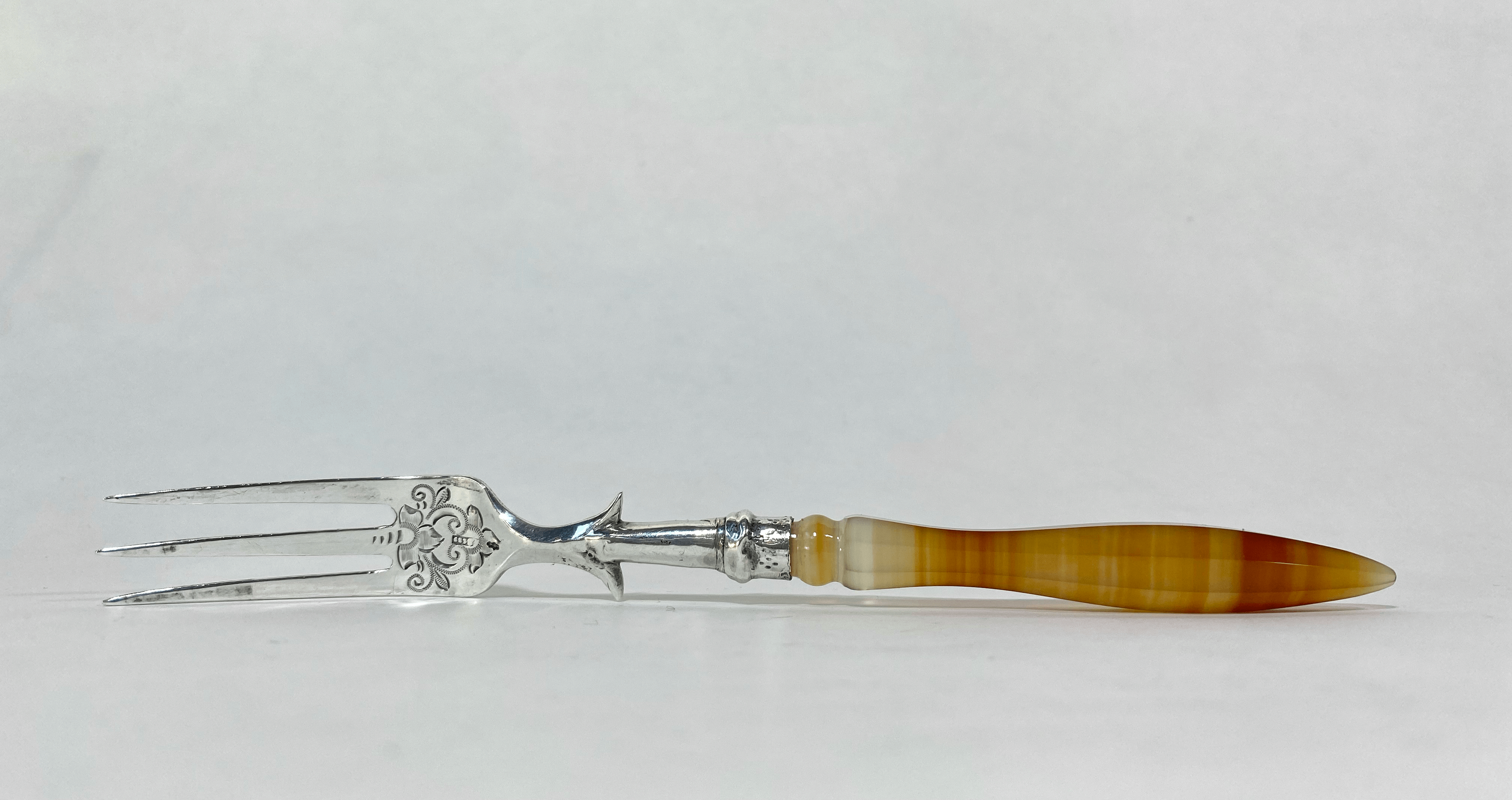 19th Century Sterling Fork with Carnelian Handle