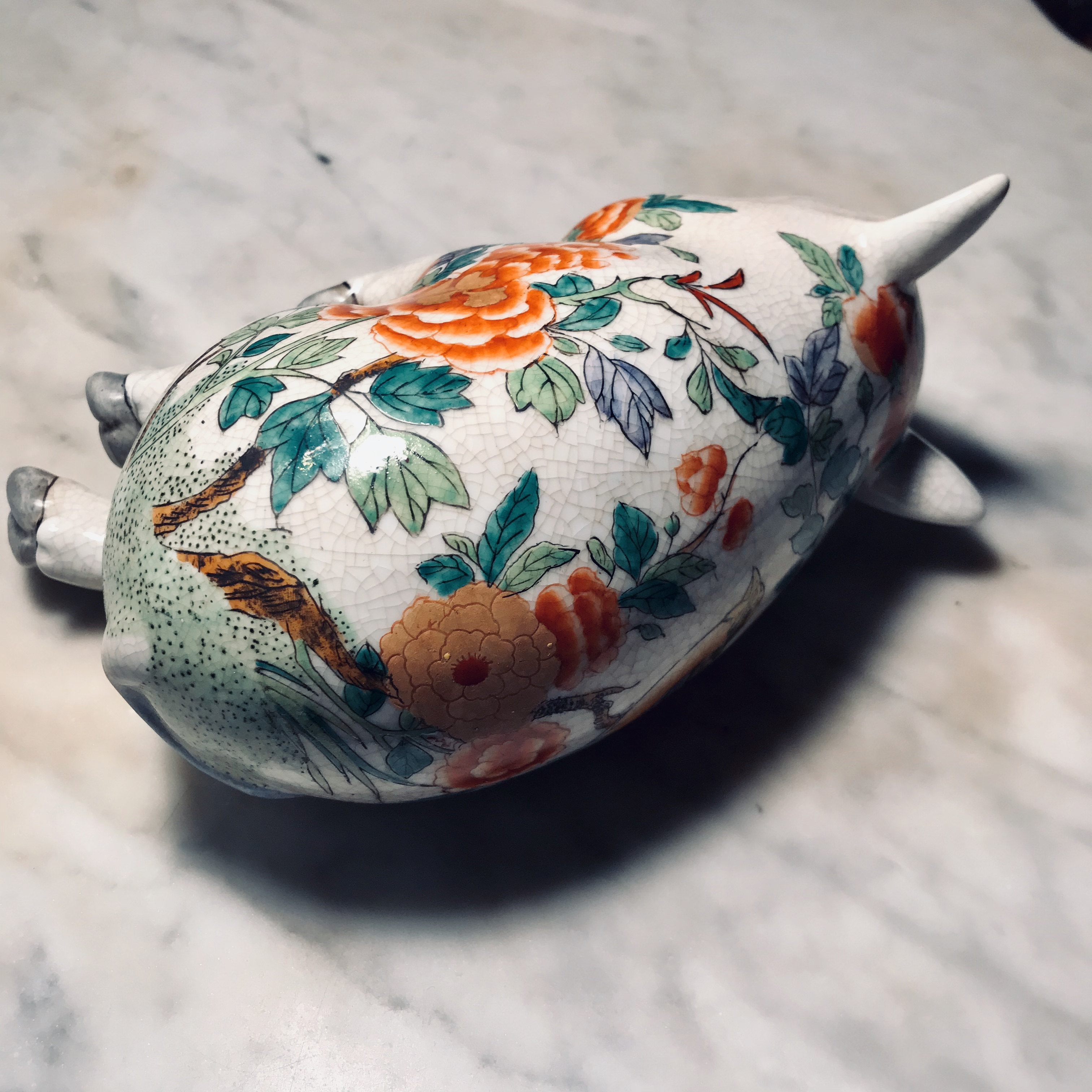Porcelain Hand Painted Pig in Repose
