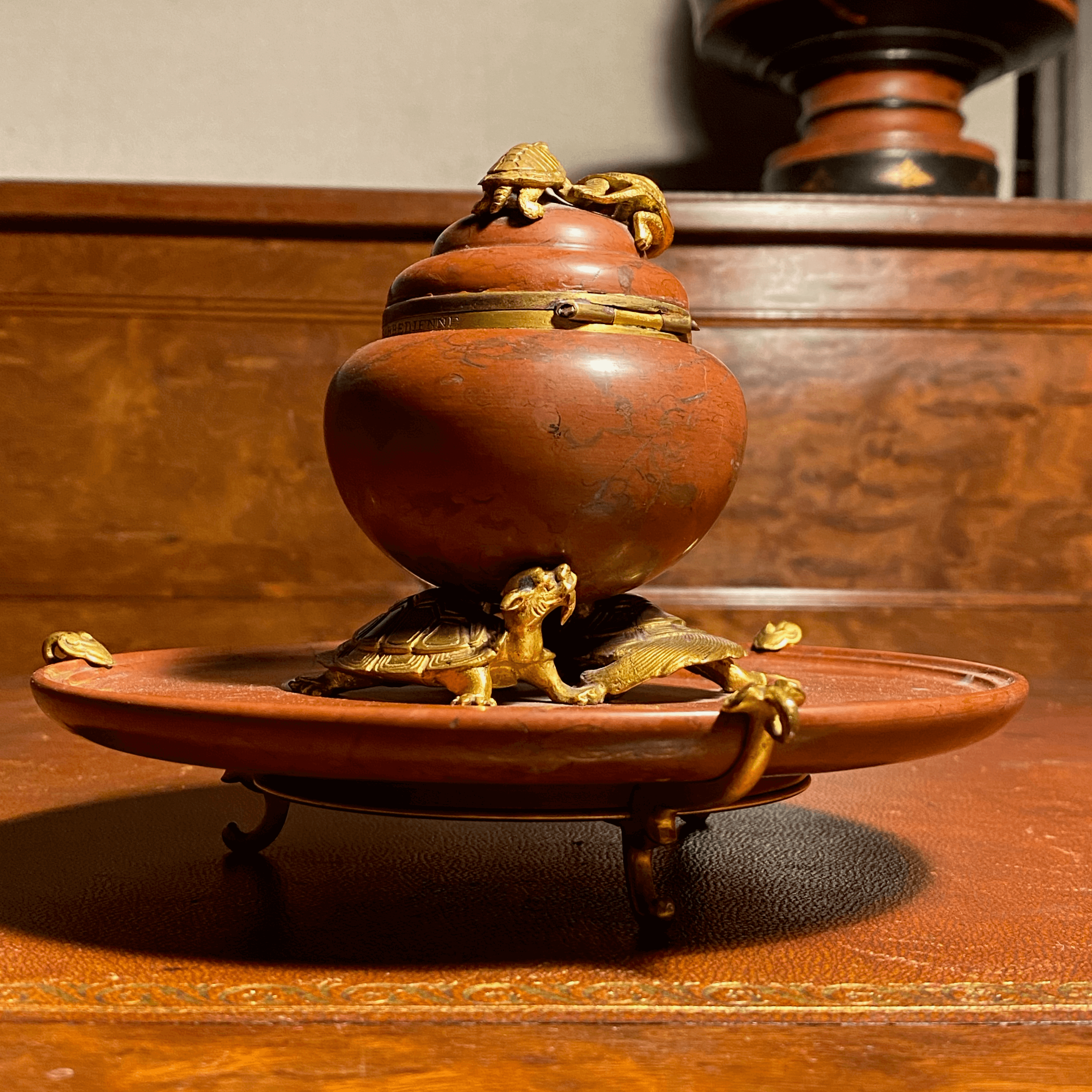 Napoleon III Marble Ormolu Mounted Inkwell