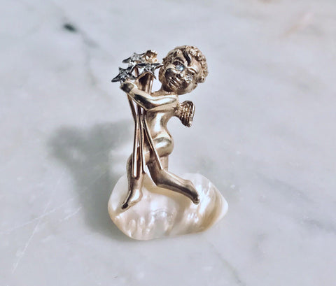 14K Gold Cupid with Diamonds - Tuxedo Park Junk Shop