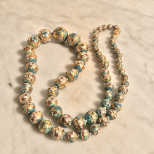 Gilt Floral Cloisonné Necklace - Tuxedo Park Junk Shop