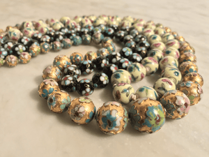 Black Floral Cloisonné Beaded Necklace - Tuxedo Park Junk Shop