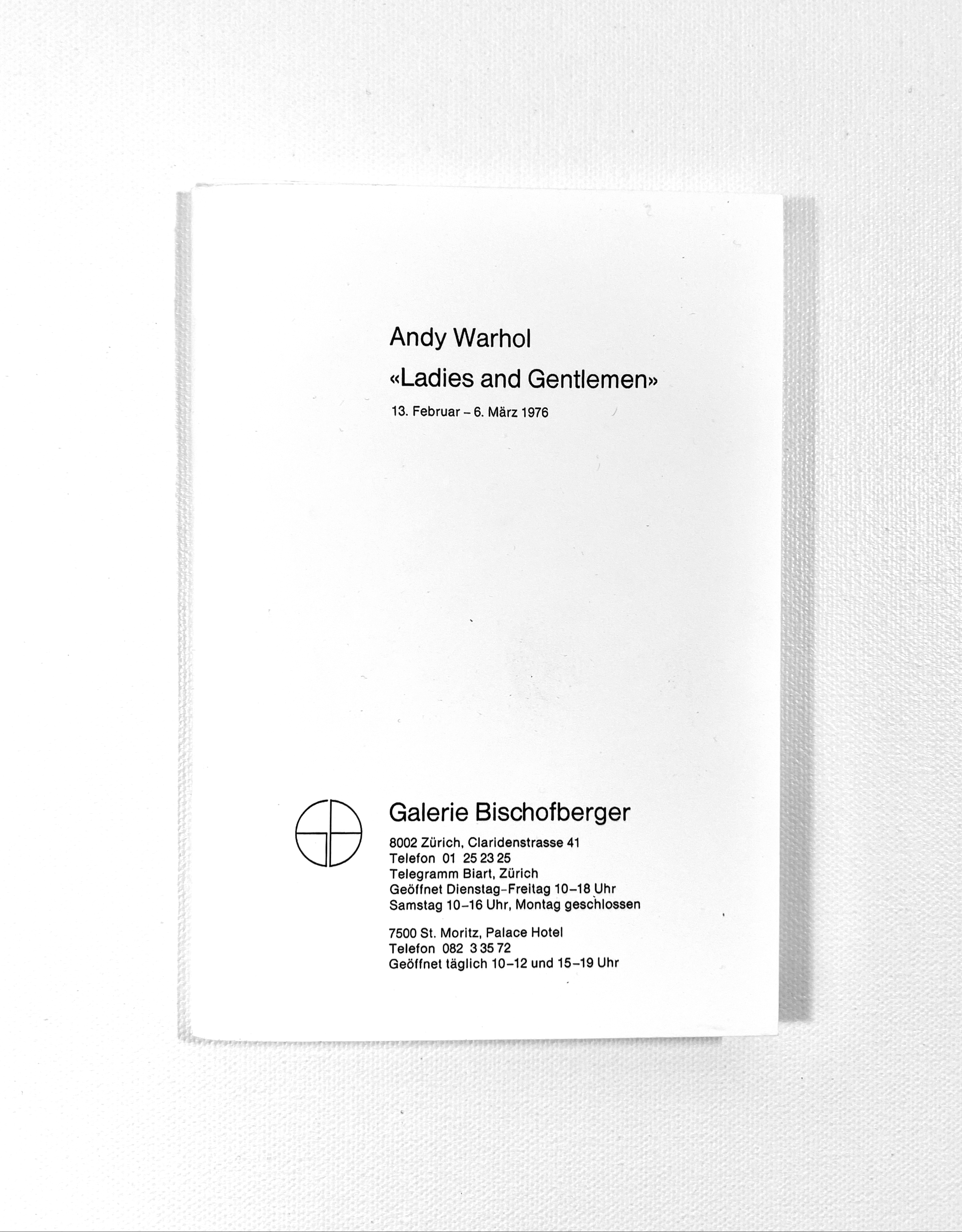 Andy Warhol ‘Ladies and Gentlemen’ Gallery Announcement Zurich 1976