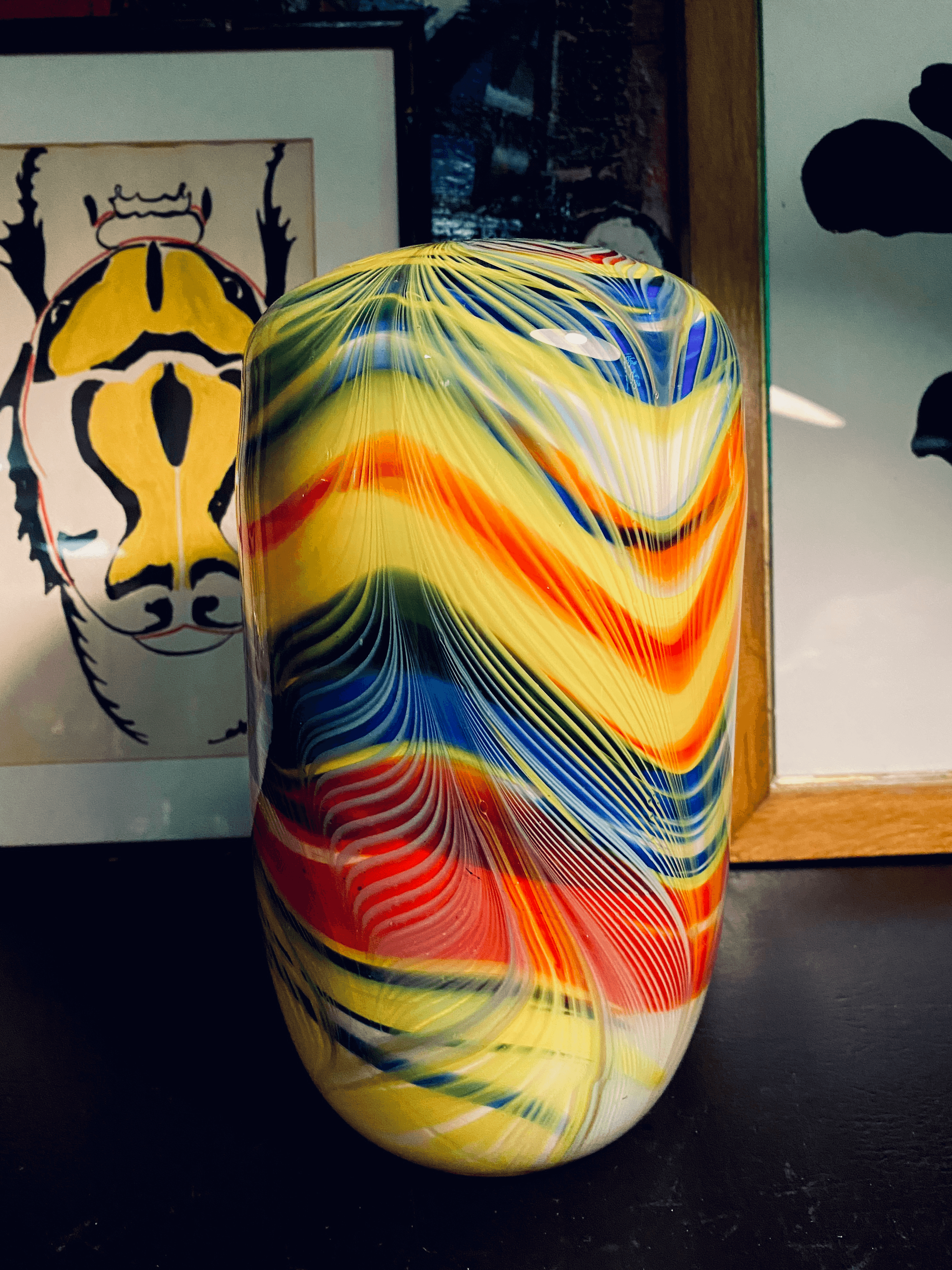 Italian Marbled Glass Vase - Tuxedo Park Junk Shop