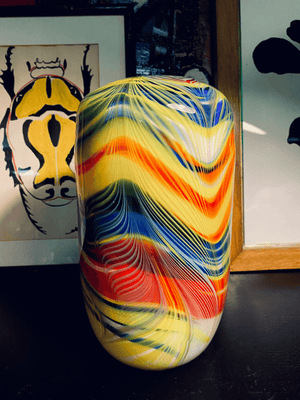 Italian Marbled Glass Vase - Tuxedo Park Junk Shop