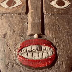 Carved Wood Folk Art Portrait - Tuxedo Park Junk Shop