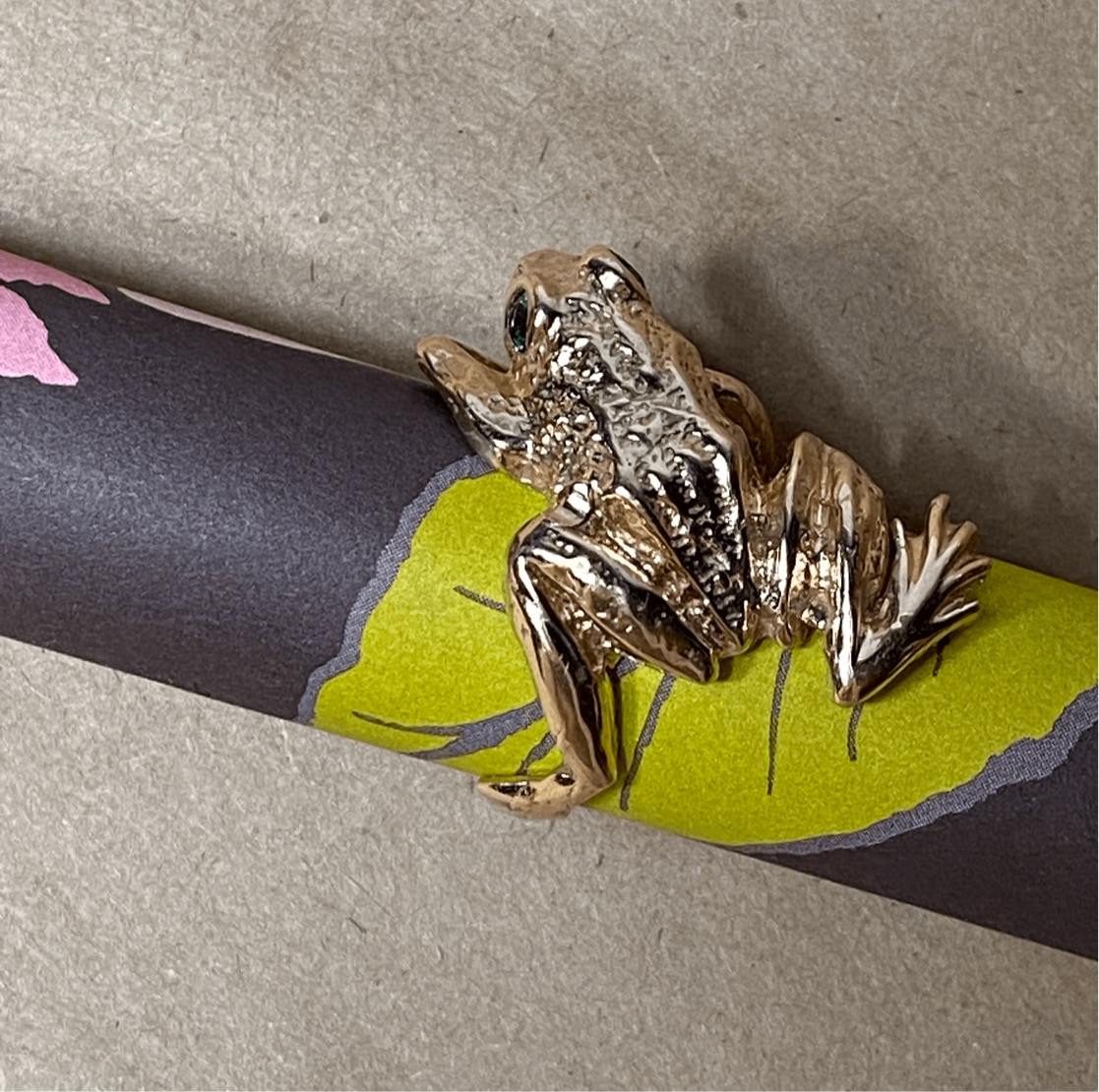 14K Gold and Tourmaline Tree Frog Ring