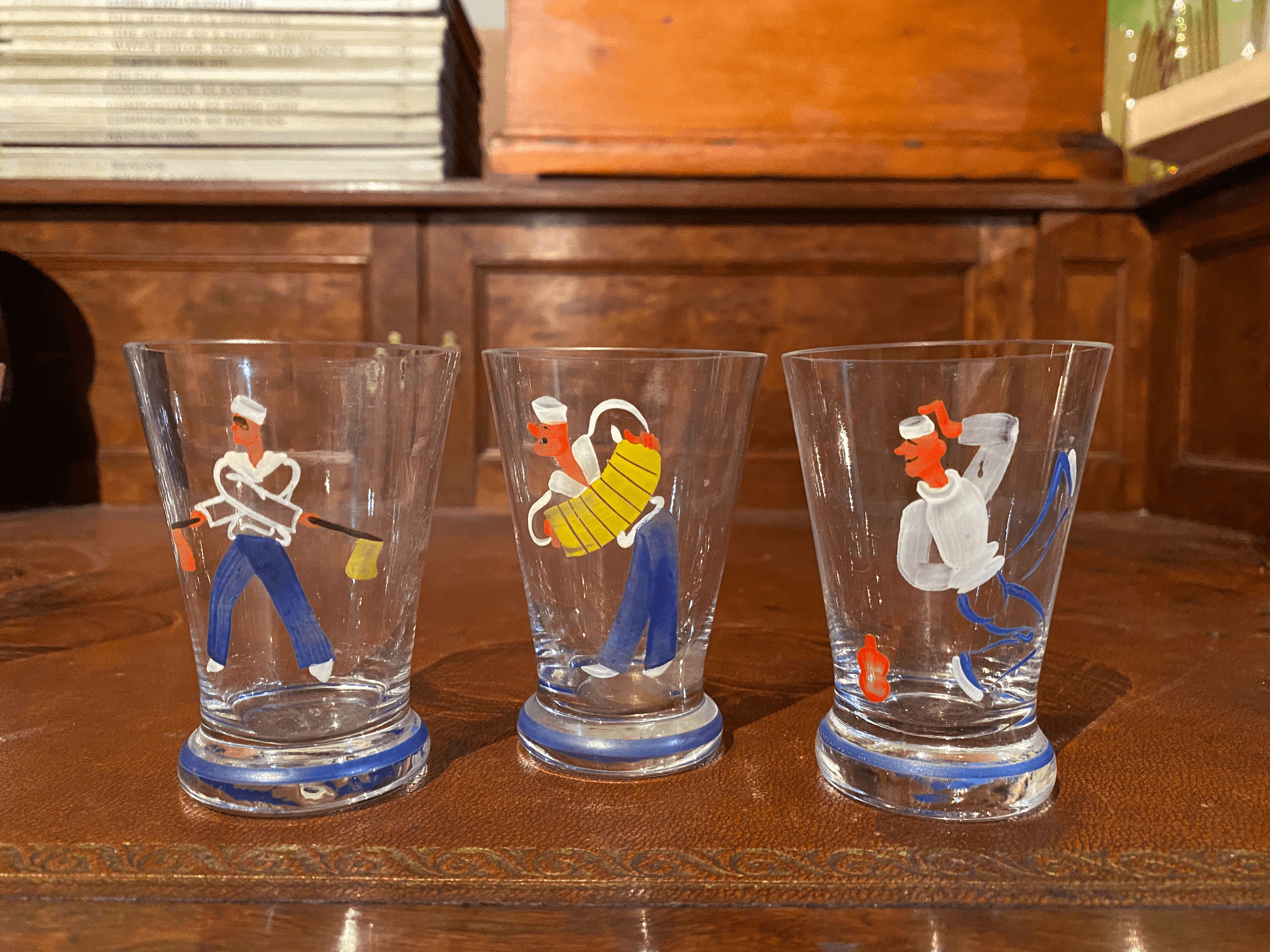 Eight Vintage Sailor Cocktail Glasses