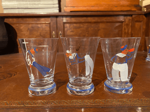 Eight Vintage Sailor Cocktail Glasses