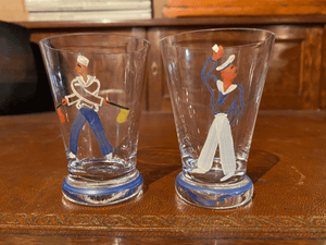 Eight Vintage Sailor Cocktail Glasses