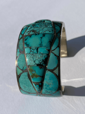 Art Deco Turquoise Cuff by DJ Stewart - Tuxedo Park Junk Shop