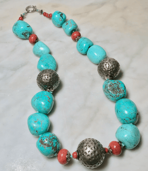 Vintage Tibetan Turquoise Necklace - Tuxedo Park Junk Shop