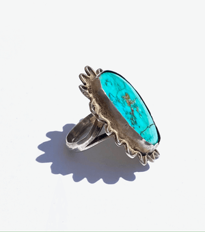 Old Pawn Sleeping Beauty Turquoise Ring - Tuxedo Park Junk Shop