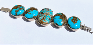 Kingman Turquoise Cabochon Bracelet - Tuxedo Park Junk Shop