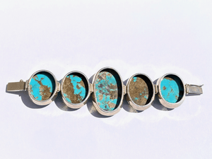 Kingman Turquoise Cabochon Bracelet - Tuxedo Park Junk Shop