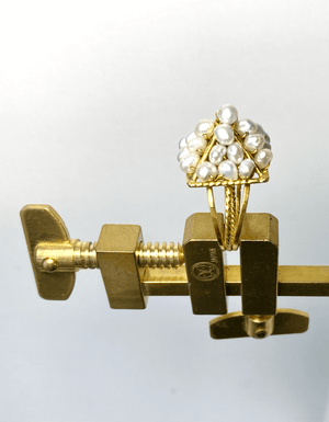 18k Pyramid Ring with Baroque Pearls