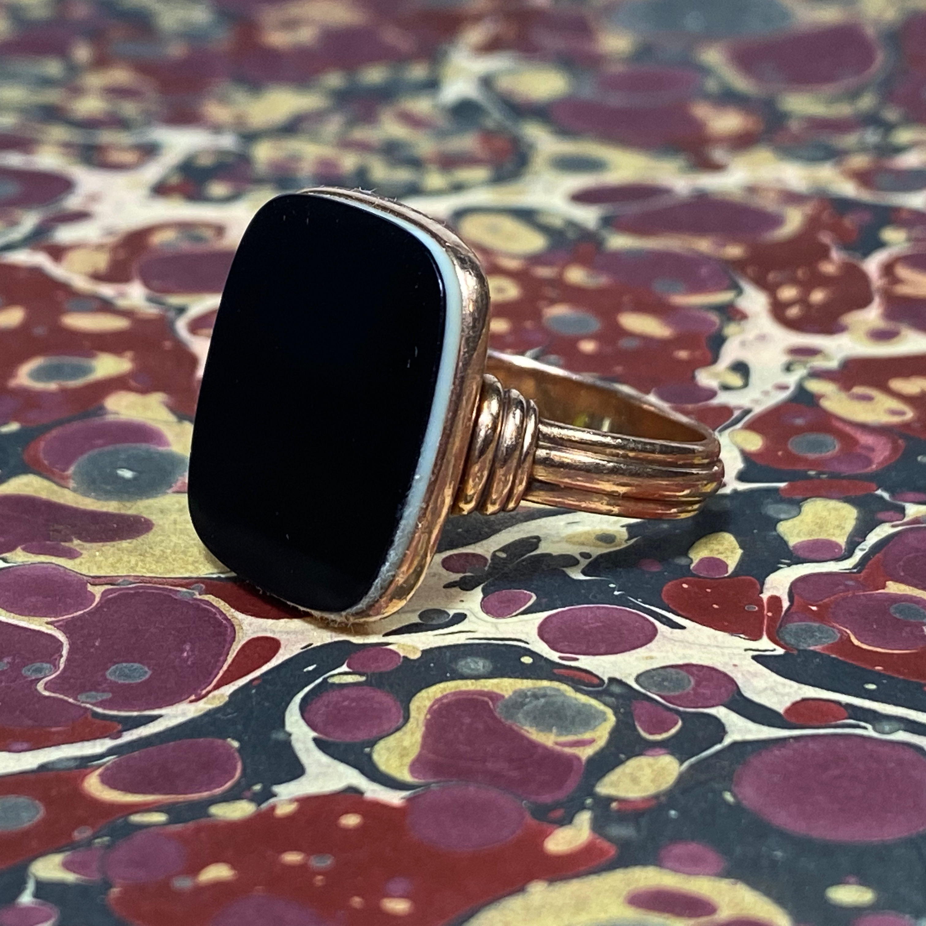 Art Deco Rose Gold Sardonyx Signet Ring