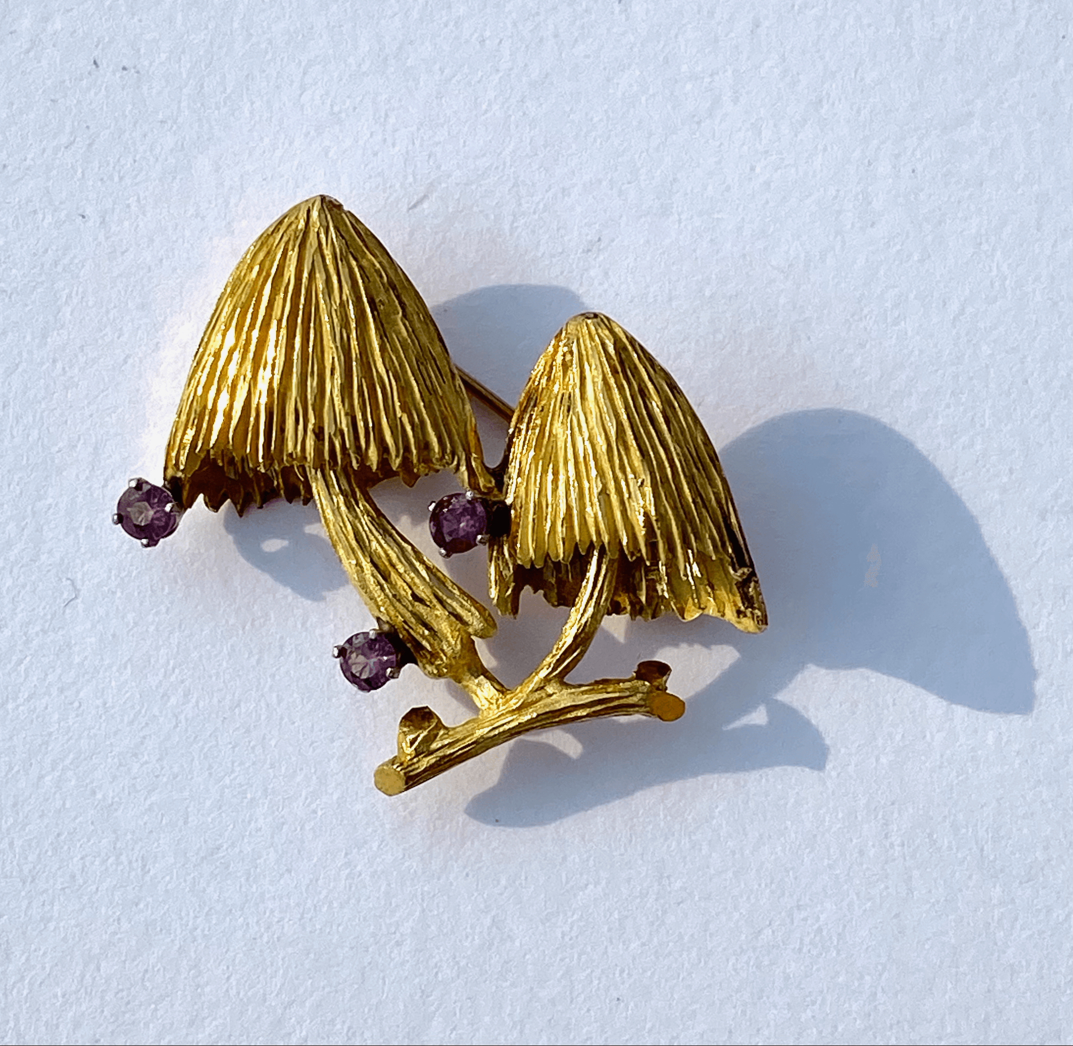 Vintage 18K Gold Mushrooms with Rubies - Tuxedo Park Junk Shop