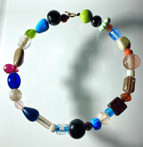 Mixed Glass Beaded Necklace - Tuxedo Park Junk Shop