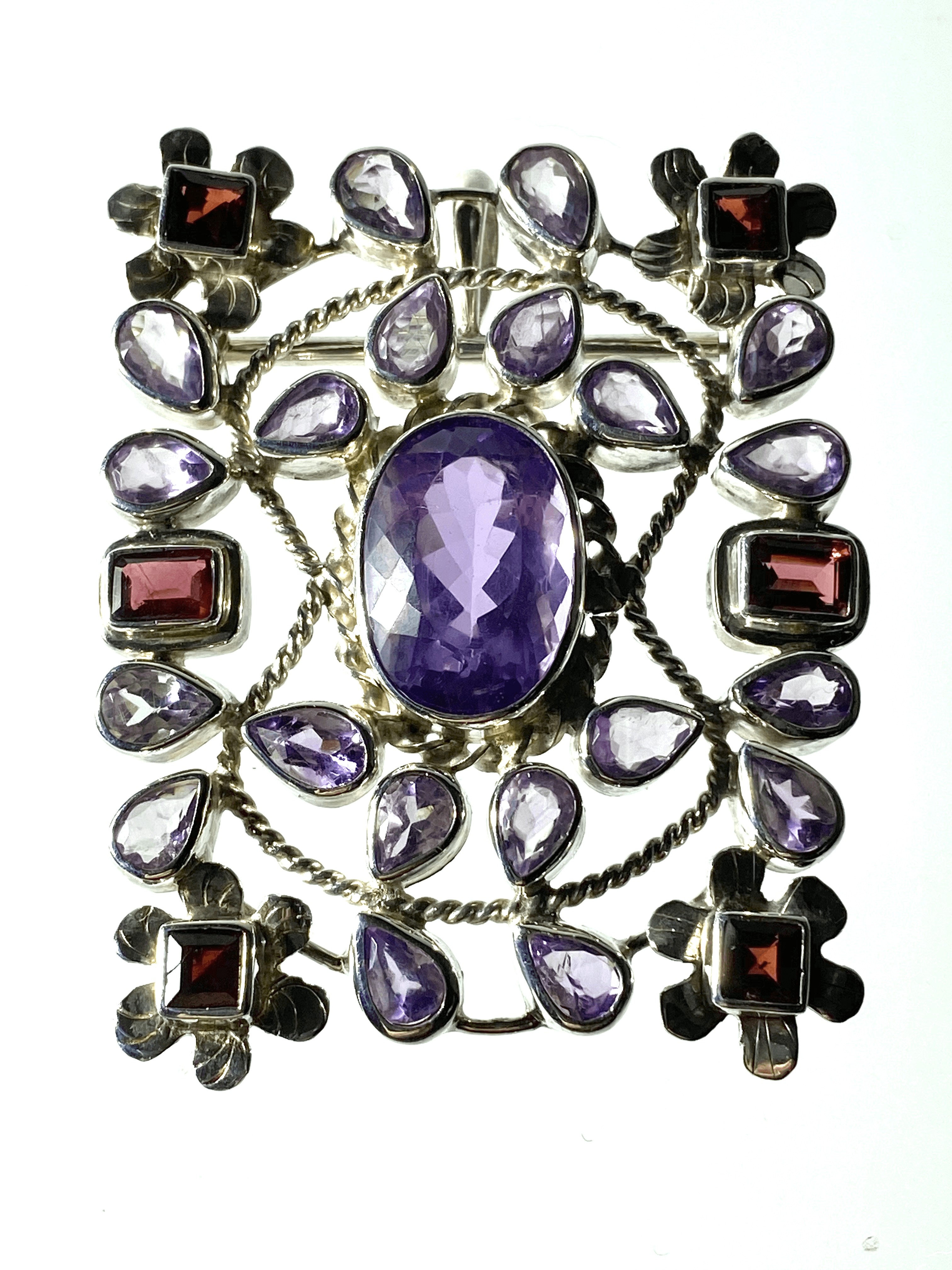 Amethyst and Garnet Brooch / Pendant - Tuxedo Park Junk Shop