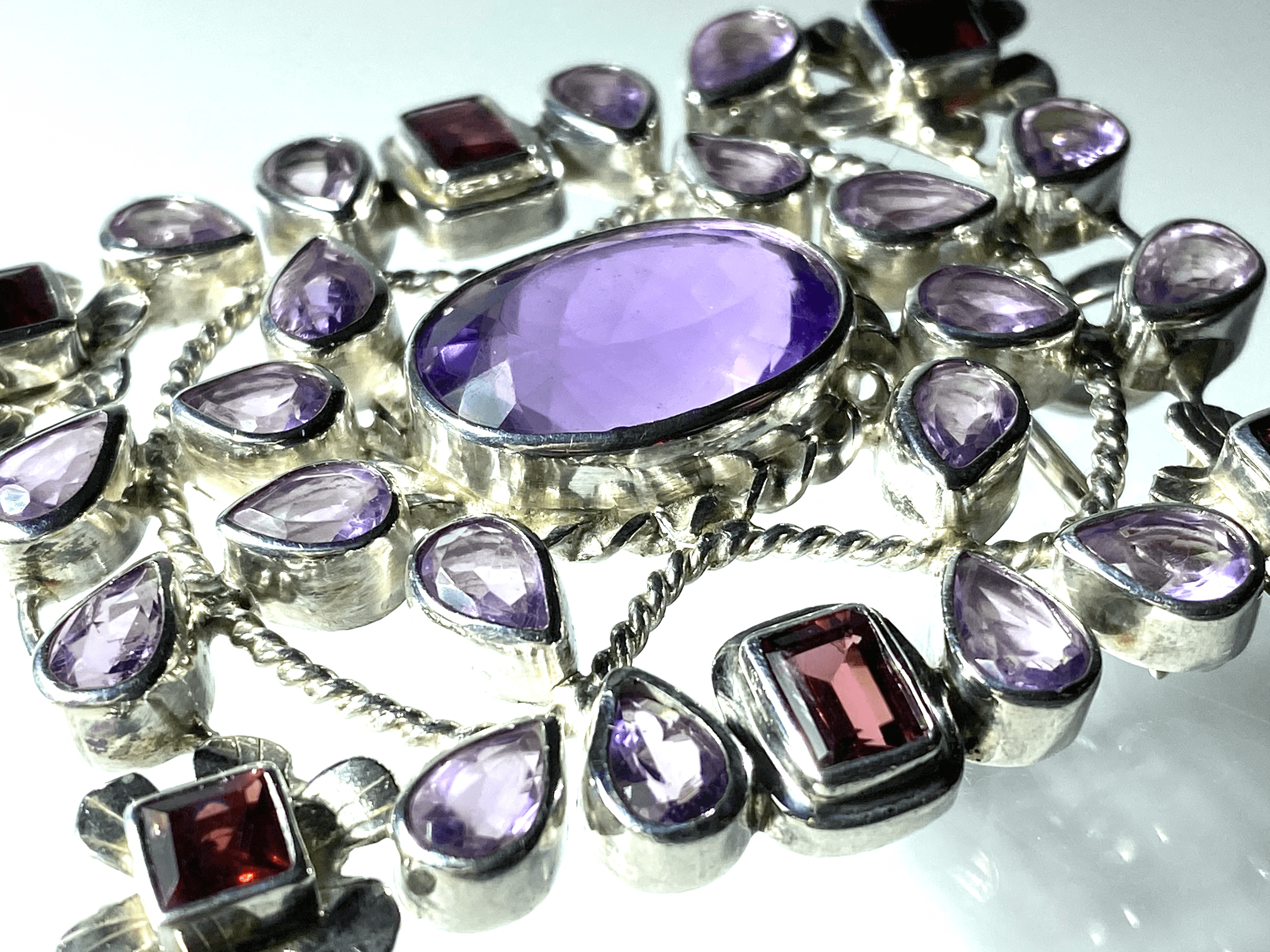 Amethyst and Garnet Brooch / Pendant - Tuxedo Park Junk Shop