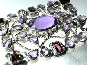 Amethyst and Garnet Brooch / Pendant - Tuxedo Park Junk Shop