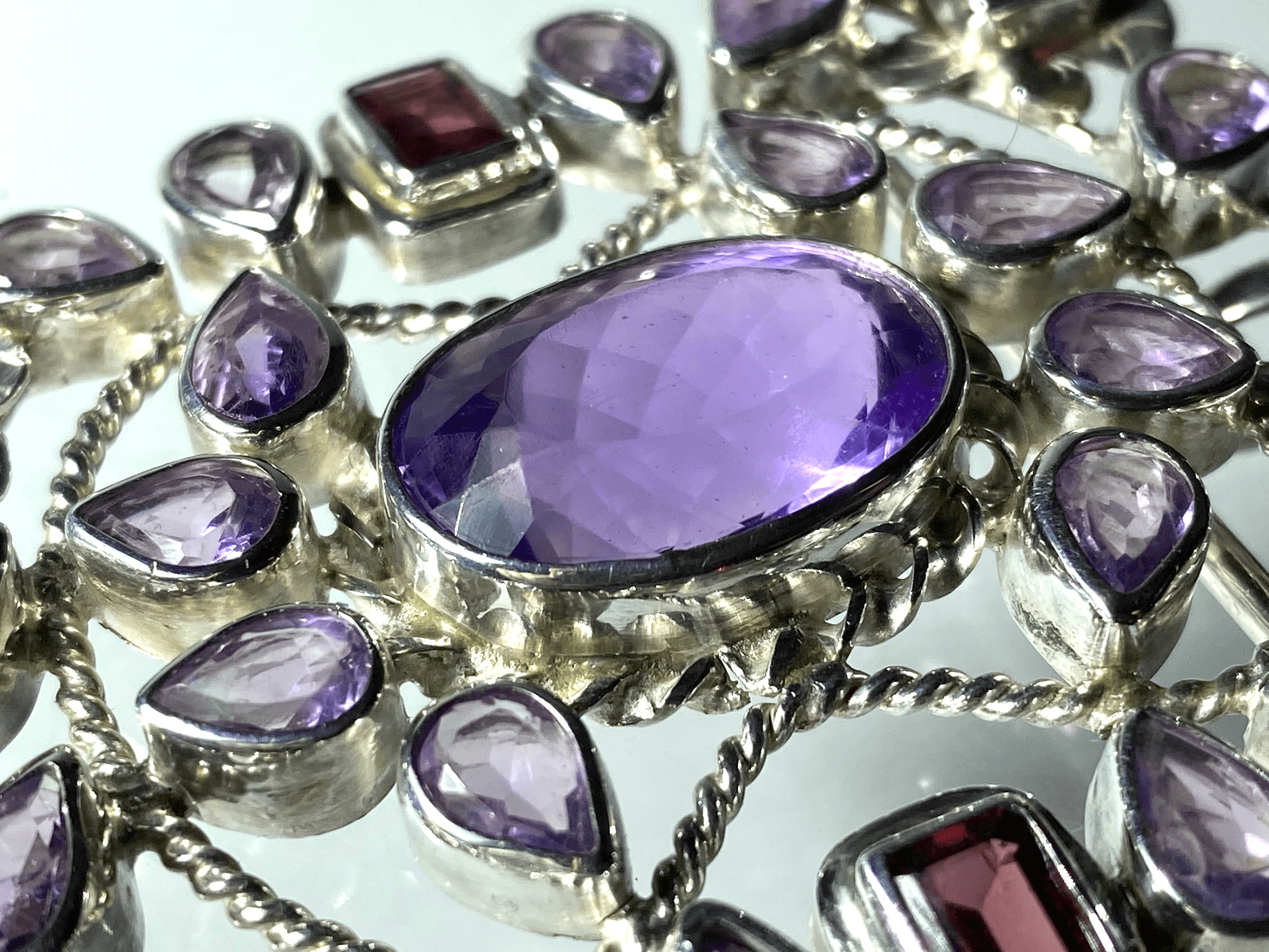 Amethyst and Garnet Brooch / Pendant - Tuxedo Park Junk Shop