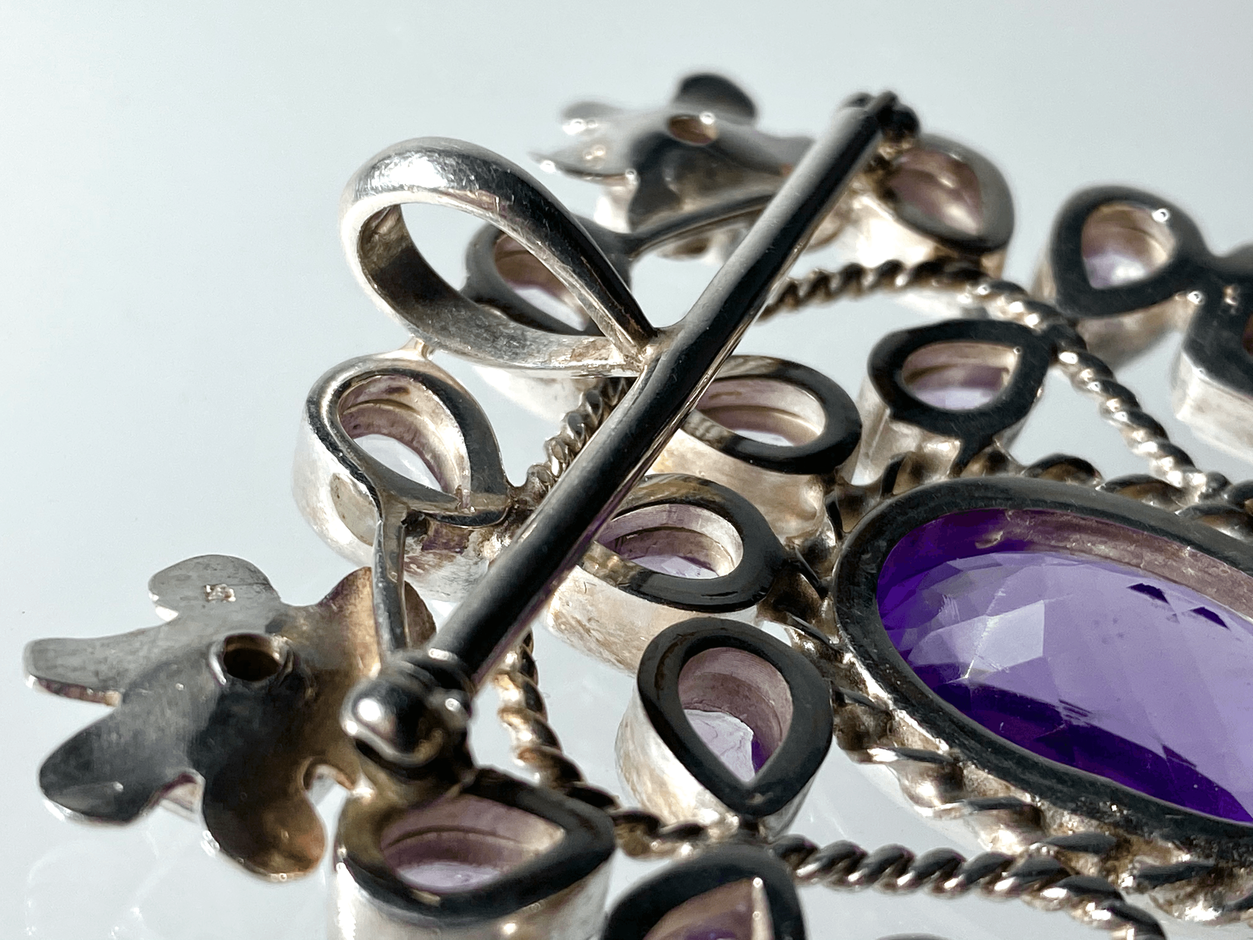 Amethyst and Garnet Brooch / Pendant - Tuxedo Park Junk Shop